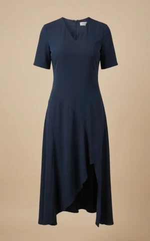 پیراهن زنانه سرمه‌ای آستین کوتاه یقه هفت نوادو کد 404114301843