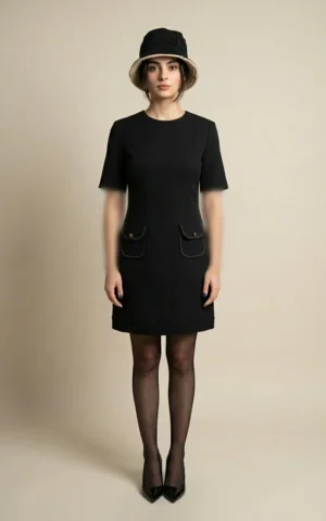 پیراهن زنانه مشکی کوتاه با آستین‌های کوتاه نوادو کد 404114351844 - Image 3