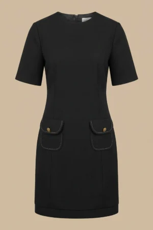 پیراهن زنانه مشکی کوتاه با آستین‌های کوتاه نوادو کد 404114351844