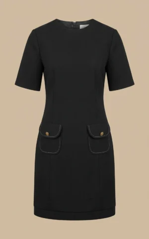 پیراهن زنانه مشکی کوتاه با آستین‌های کوتاه نوادو کد 404114351844