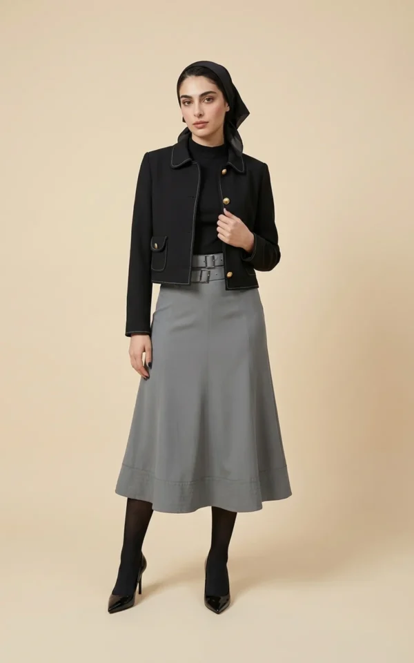 دامن زنانه طوسی برند نوادو پاییز-زمستانه شیک