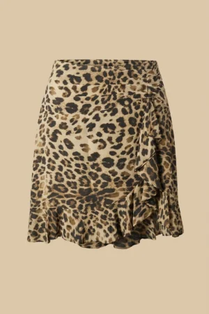 دامن کوتاه با طرح پلنگی لبه‌های چین‌دار نوادو کد 404115071813