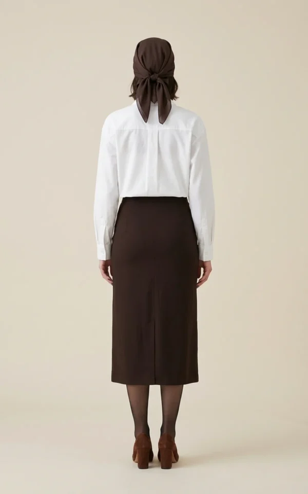 دامن زنانه قهوه‌ای تیره با فاق بلند نوادو کد 404115081816 - Image 4