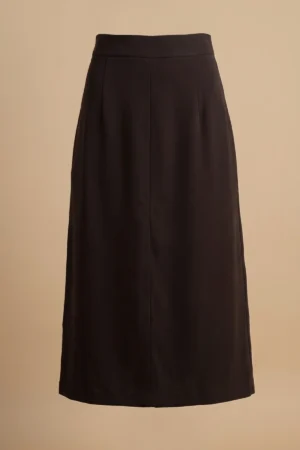 دامن زنانه قهوه‌ای تیره با فاق بلند نوادو کد 404115081816