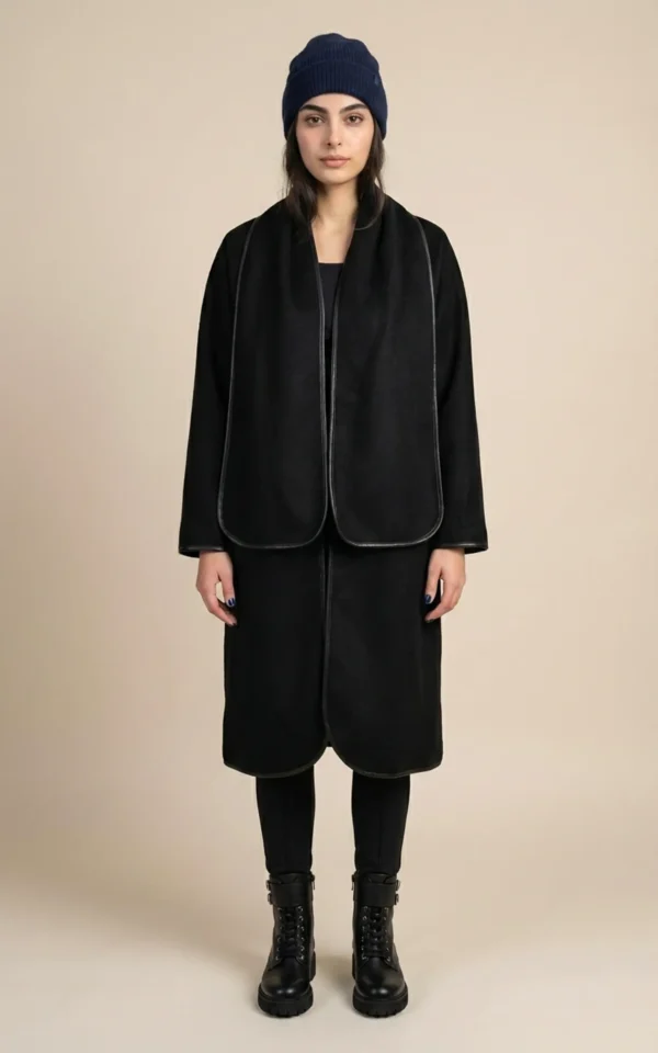 کت زنانه مشکی شیک مدل مانتو شیک پاییز-زمستانه برند نوادو