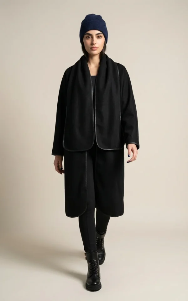 کت زنانه مشکی شیک مدل مانتو شیک پاییز-زمستانه برند نوادو