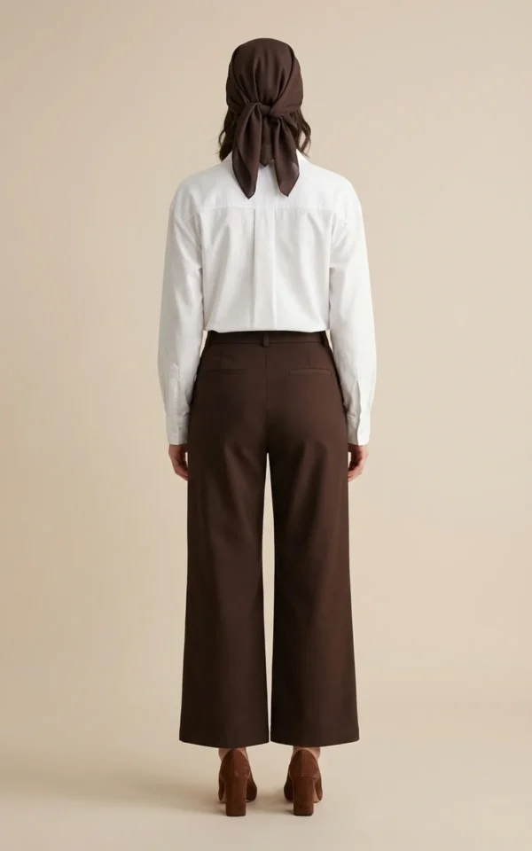 شلوار زنانه قهوه‌ای تیره با فاق بلند نوادو کد 404123271763 - Image 4