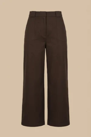 شلوار زنانه قهوه‌ای تیره با فاق بلند نوادو کد 404123271763