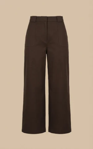 شلوار زنانه قهوه‌ای تیره با فاق بلند نوادو کد 404123271763