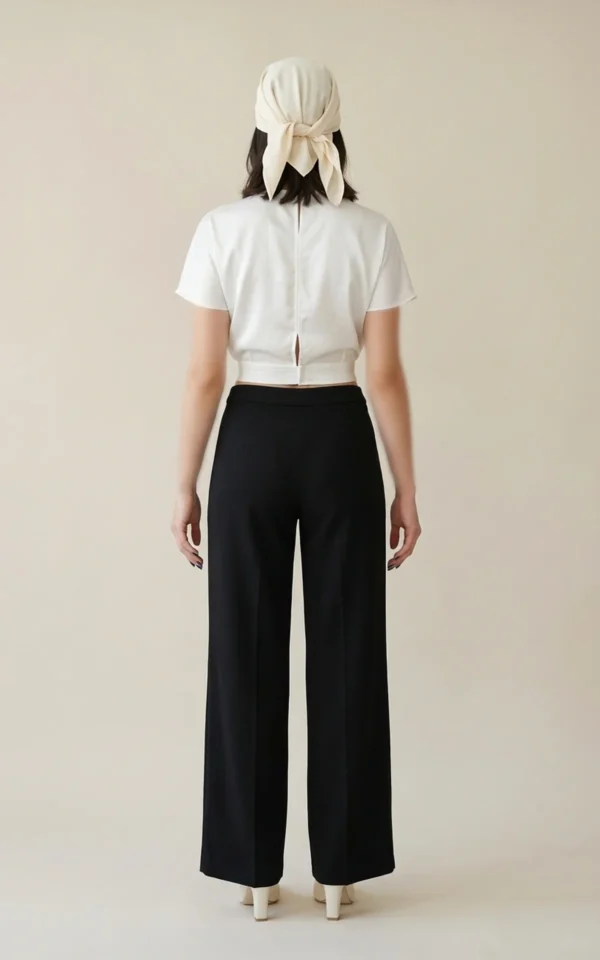 شلوار زنانه مشکی دمپاگشاد با فاق بلند نوادو کد 404123401820 - Image 4