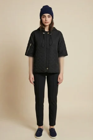 بارانی زنانه آستین سه ربع پاییز-زمستانه مشکی برند نوادو