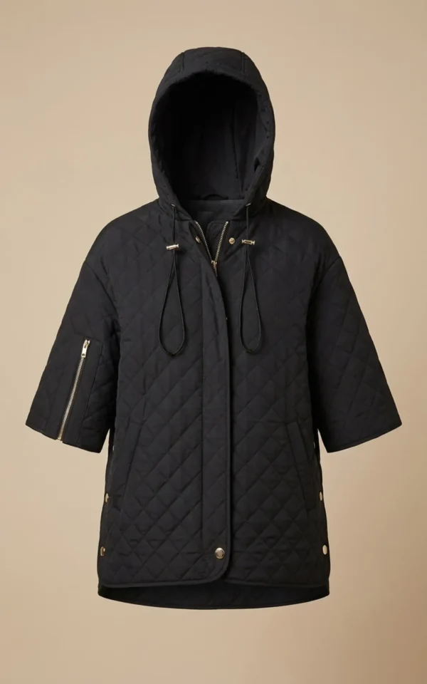 بارانی زنانه آستین سه ربع پاییز-زمستانه مشکی برند نوادو