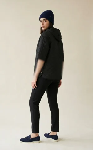 بارانی زنانه آستین سه ربع پاییز-زمستانه مشکی برند نوادو