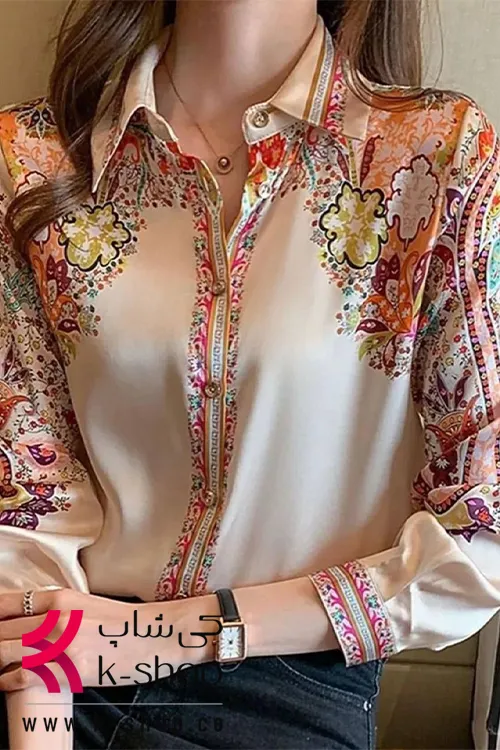 شومیز طرح ترنج کرم