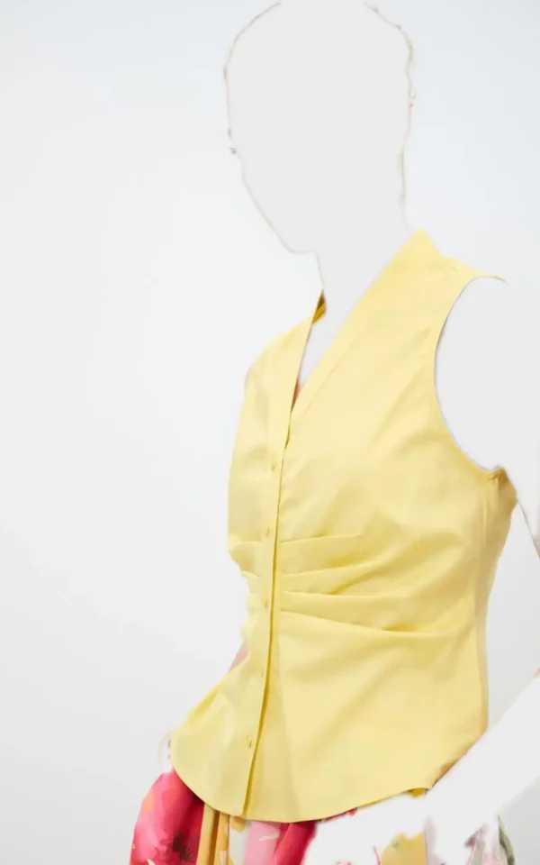 بلوز جلیقه‌ای زرد لیمویی با جزئیات دراپه در کمر برند آدل adL کد 11543676001 - Image 6