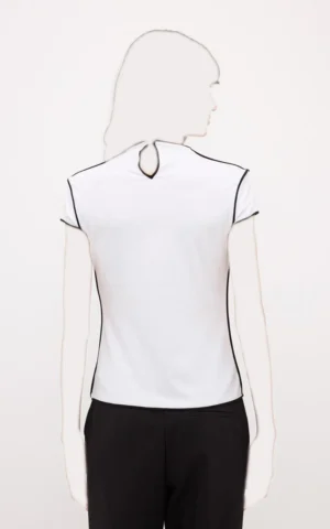 بلوز زنانه آستین کوتاه adL رنگ سفید از نمای پشت