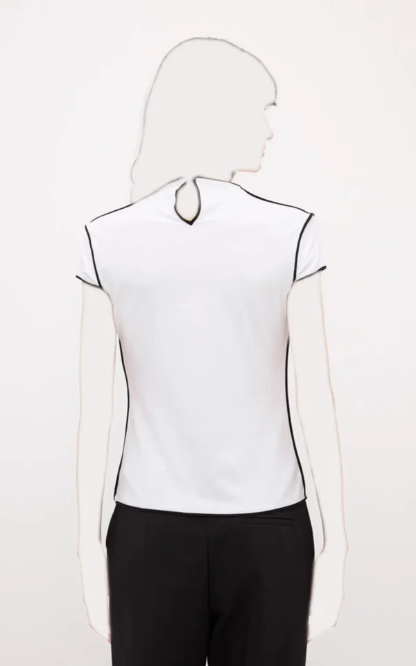 بلوز زنانه آستین کوتاه adL رنگ سفید از نمای پشت
