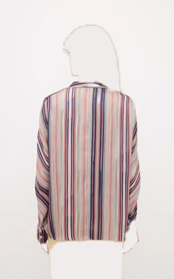 شومیز زنانه راه‌راه چند رنگ adL با طراحی مدرن و خاص مناسب استایل روزمره و رسمی از نمای پشت