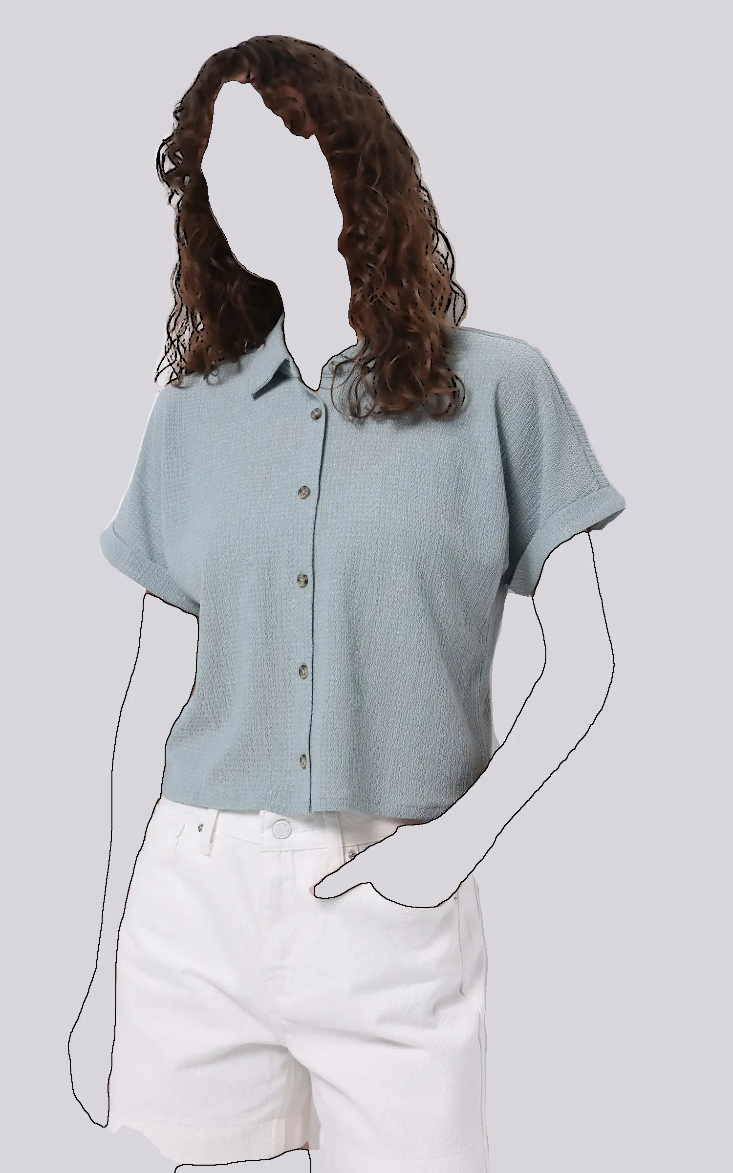 ai-CL1074599-1 شومیز زنانه سبز ملانژ آستین کوتاه