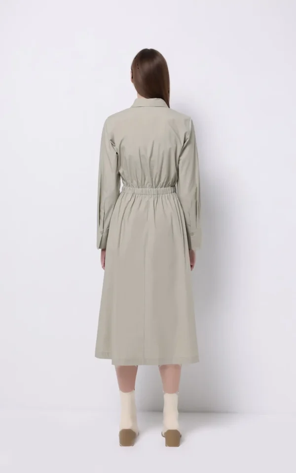 پیراهن زنانه بلند کمر‌کش بنددار با یقه مردانه برند کلینز کد CL1075558 - Image 2