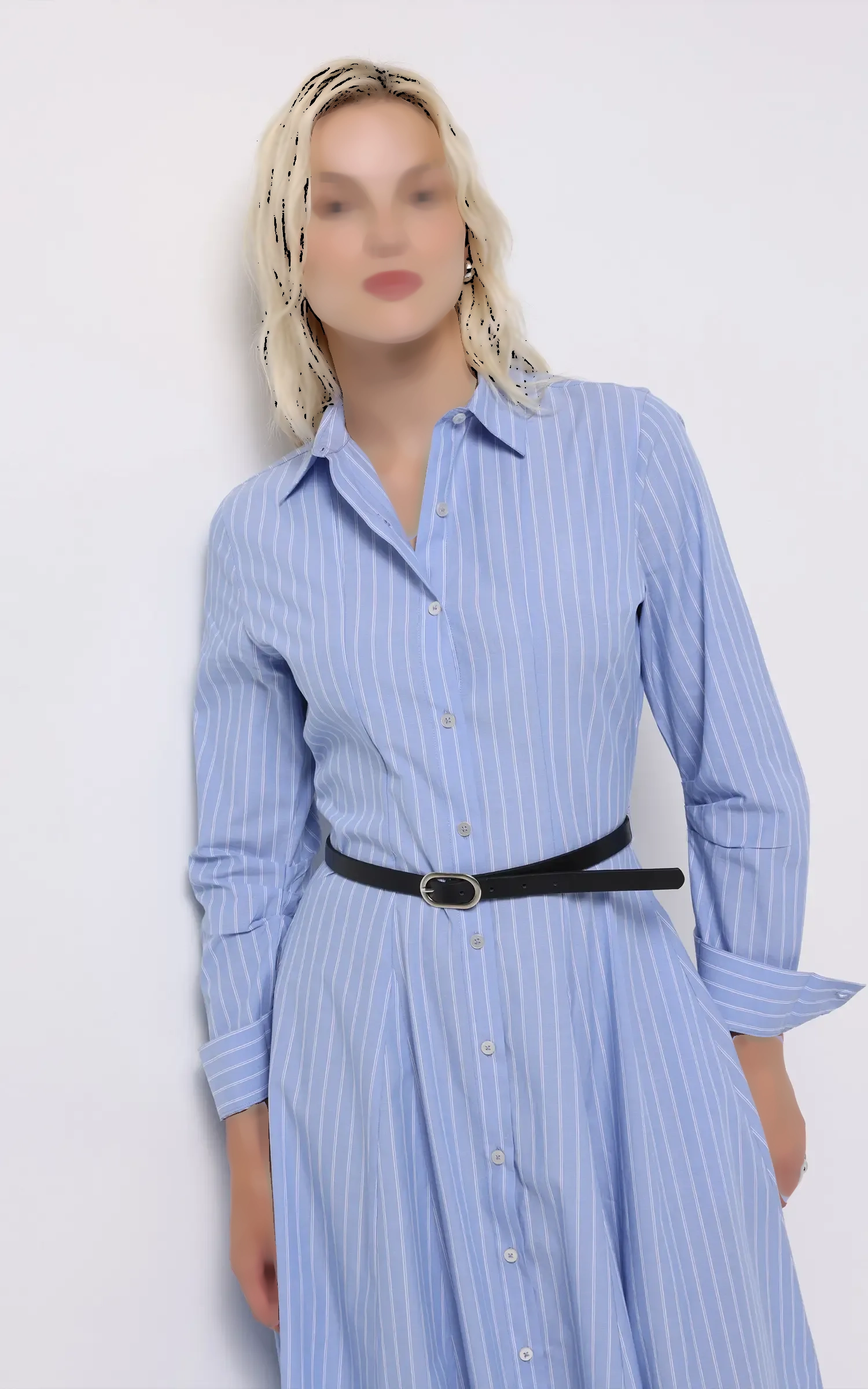 ai-CL1075584-1 پیراهن شومیزی زنانه آبی با طرح راهراه عمودی برند کلینز کد CL1075584 - Image 1