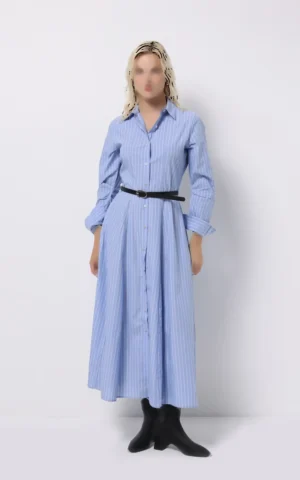 پیراهن شومیزی زنانه آبی با طرح راه‌راه عمودی برند کلینز کد CL1075584 - Image 4