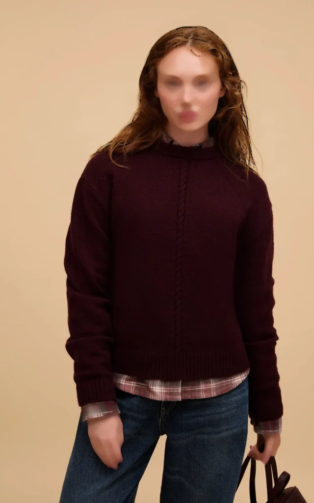 پلیور زنانه بنفش زرشکی گرم شیک پاییز-زمستانه برند کلینز