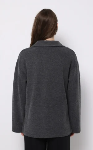 پلیور بافت زنانه زغالی با یقه پولو برند کلینز کد CL1076712 - Image 3