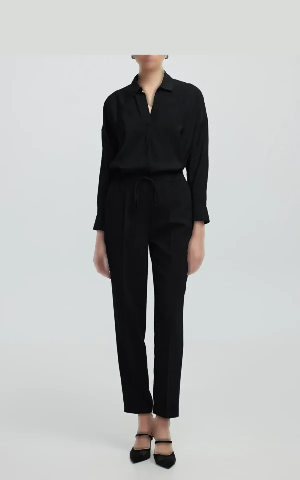 شومیز مشکی زنانه ایپکیول (Ipekyol) مدل یقه دار آستین بلند کد IS1250025120 - Image 4