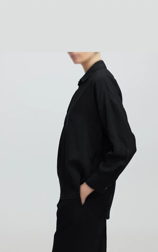 شومیز مشکی زنانه ایپکیول (Ipekyol) مدل یقه دار آستین بلند کد IS1250025120 - Image 5