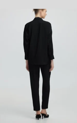 شومیز مشکی زنانه ایپکیول (Ipekyol) مدل یقه دار آستین بلند کد IS1250025120 - Image 6