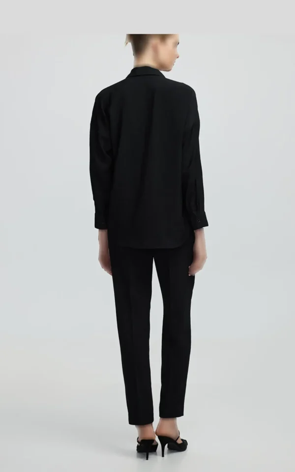 شومیز مشکی زنانه ایپکیول (Ipekyol) مدل یقه دار آستین بلند کد IS1250025120 - Image 6