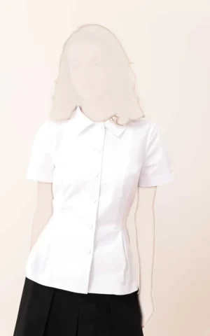 شومیز زنانه آستین کوتاه چین دار ROMAN رنگ سفید