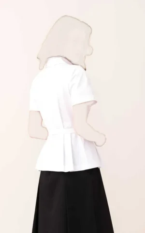 نمای پشت شومیز زنانه آستین کوتاه چین دار ROMAN رنگ سفید