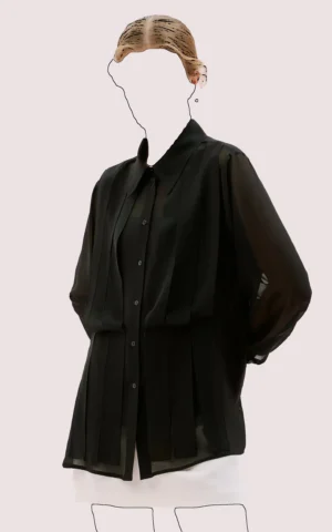 شومیز زنانه بلند چین دار ROMAN رنگ مشکی