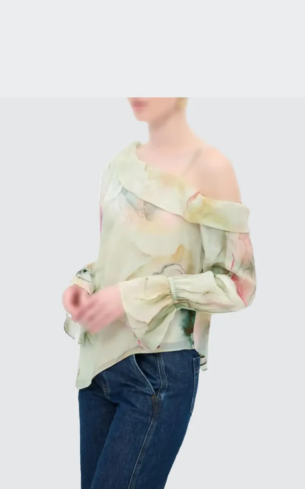 بلوز زنانه نامتقارن با طرح آبرنگی برند آدل adL کد 11545057000 - Image 4