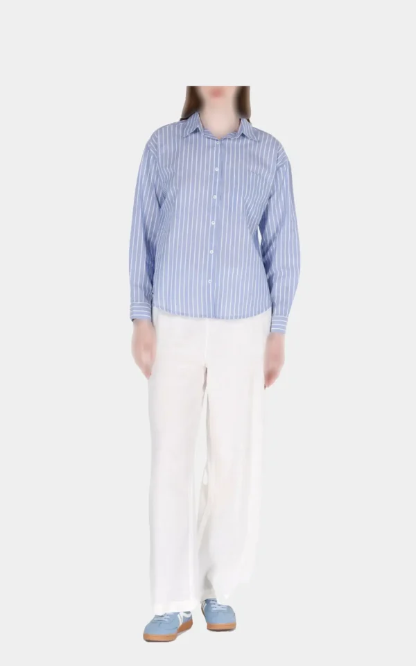 شومیز زنانه رسمی راه‌راه آبی Colin's با طراحی شیک و دوخت باکیفیت از نمای قدی