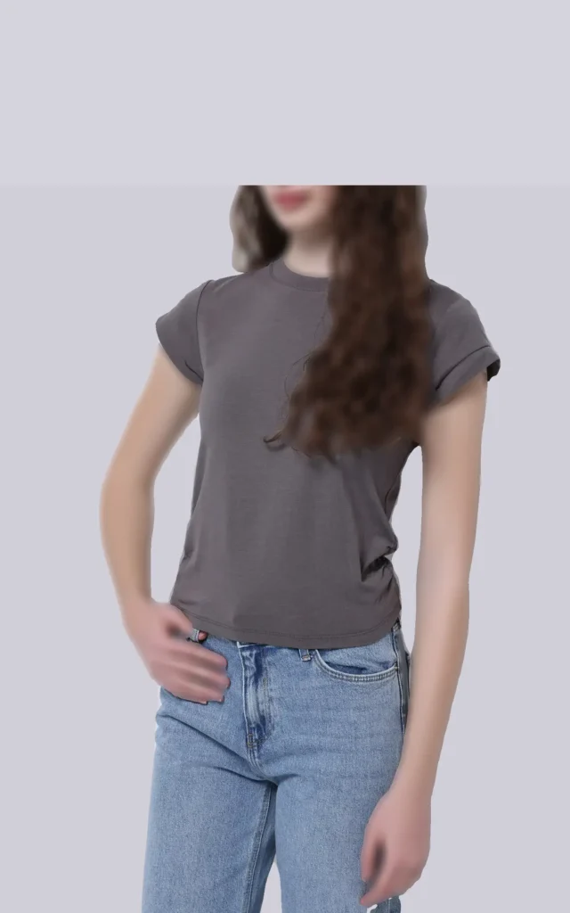 بلوز زنانه آستین کوتاه یقه گرد Colin’s رنگ طوسی