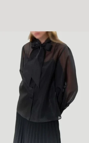 شومیز زنانه توری یقه پاپیونی ROMAN رنگ مشکی