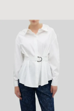 شومیز زنانه کمربند پارچه ای ROMAN رنگ سفید