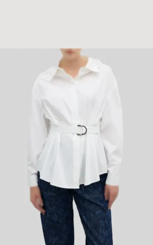 شومیز زنانه کمربند پارچه ای ROMAN رنگ سفید