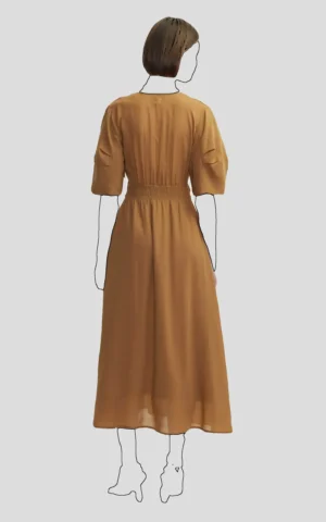 پیراهن زنانه آستین کوتاه یقه هفت قهوه‌ای اکر ایپکیول