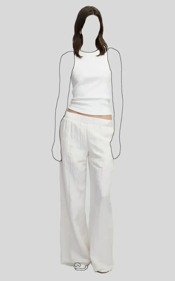 شلوار زنانه سفید کشی راحت راسته ایپکیول