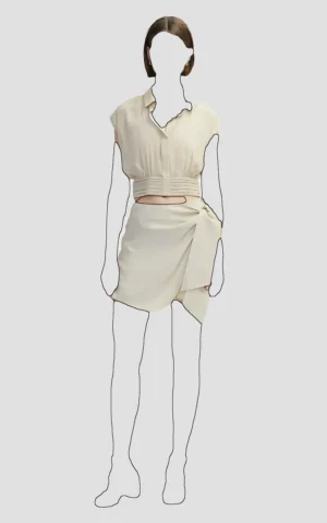 بلوز زنانه بژ بدون آستین یقه‌دار ایپکیول