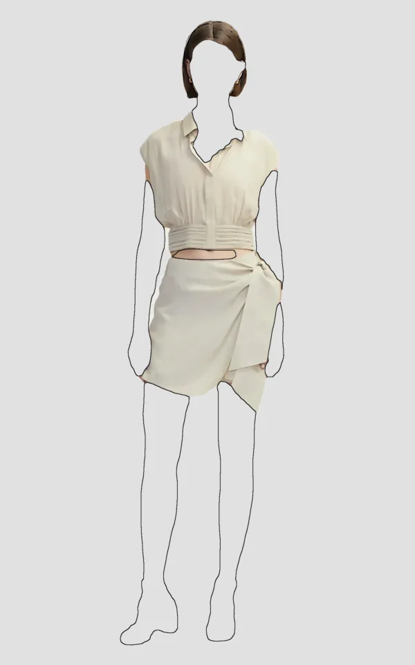 بلوز زنانه بژ بدون آستین یقه‌دار ایپکیول