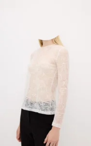 بلوز زنانه توری آستین بلند برند adL مناسب استایل مجلسی و لوکس - فروشگاه کی شاپ