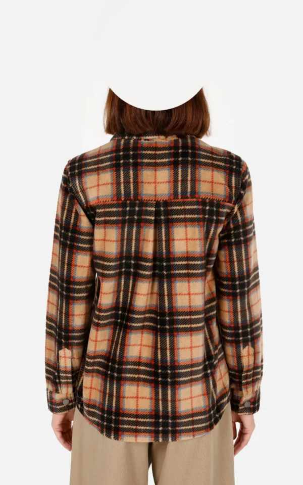 شومیز زنانه چهارخانه قهوه‌ای برند کولینز مناسب استایل کژوال | زاویه پشت