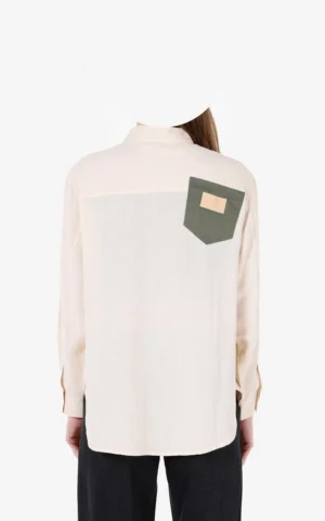 شومیز زنانه دکمه‌دار رنگ بژ Colin's با طراحی خاص و کیفیت بالا از نمای پشت