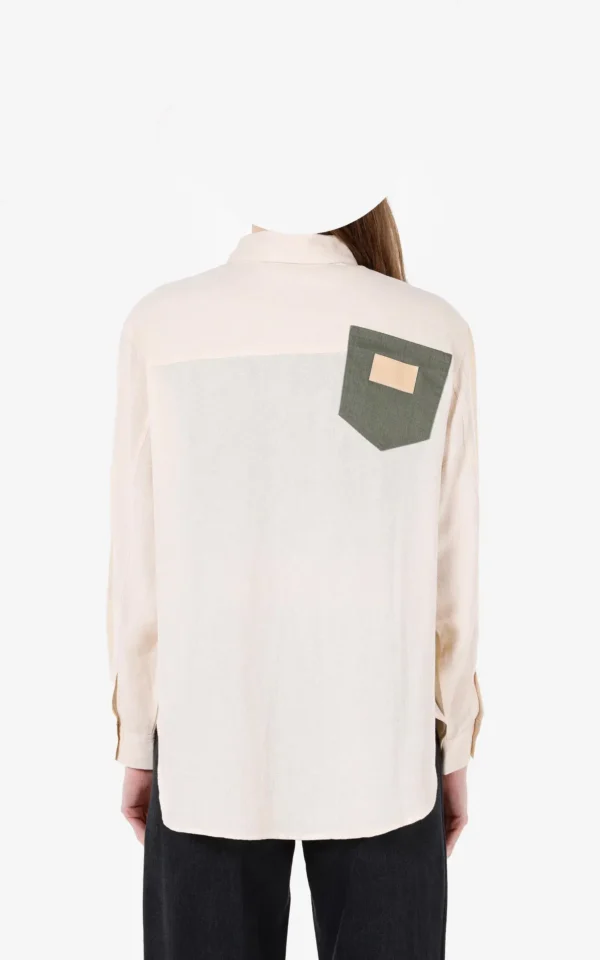 شومیز زنانه دکمه‌دار رنگ بژ Colin's با طراحی خاص و کیفیت بالا از نمای پشت