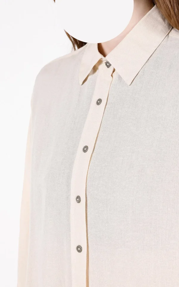 شومیز زنانه دکمه‌دار رنگ بژ Colin's با طراحی خاص و کیفیت بالا از نمای یقه